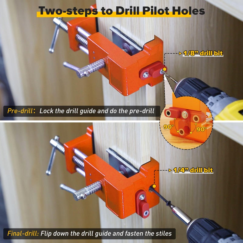 Sebupar Cabinet Clamps, Cabinetry Clamps Cabinet Face Frame Clamps Cabinet Installation Clamps Cabinet Tools with Two Side Screws and Alignment Plate, 2 Pack (Orange) - Image 5